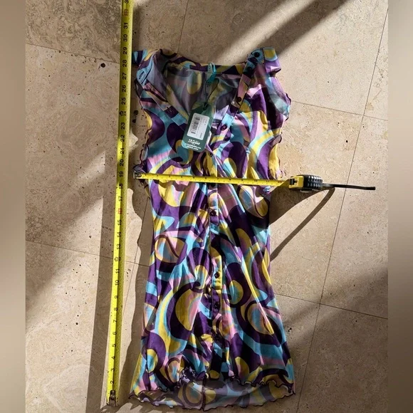 NWT Jaded London Retro Floral Print Mesh Sleeveless Shirt Dress XS DOLLSKILL - Picture 4 of 10